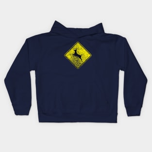 Deer Xing Sign (distressed) Kids Hoodie